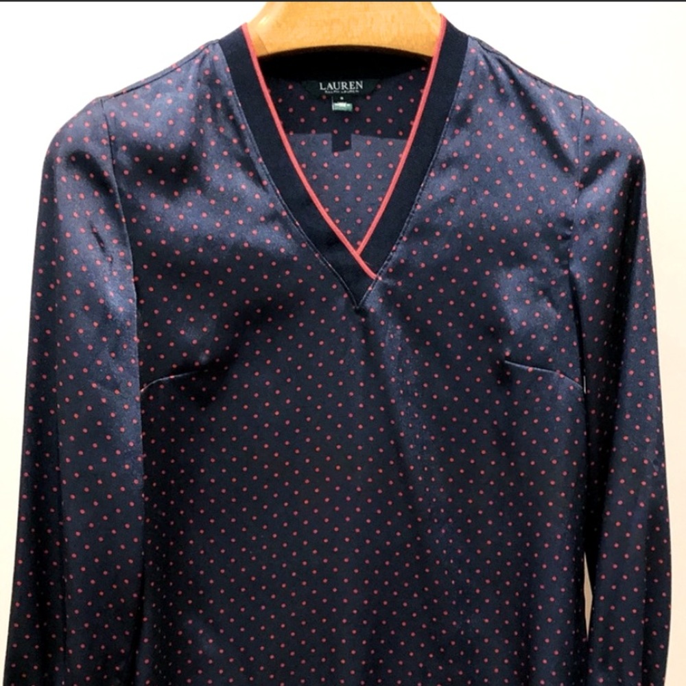 Ralph Lauren V neck polka dots Top